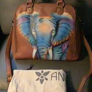 Anuschka new purse elephant picture leather
